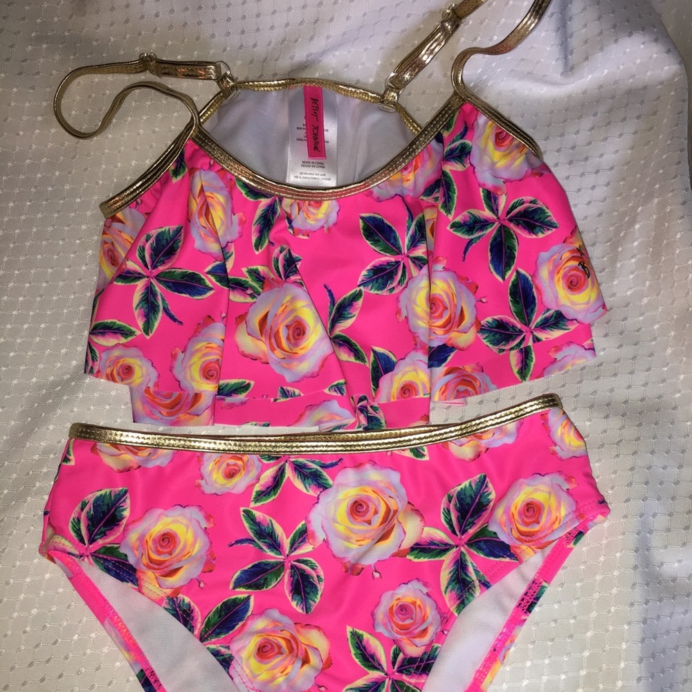 BETSEY Johnson Girls swimsuit size 14 NEW